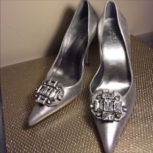 GUESS Silver Spectacular Bejeweled Heels💎💎💎